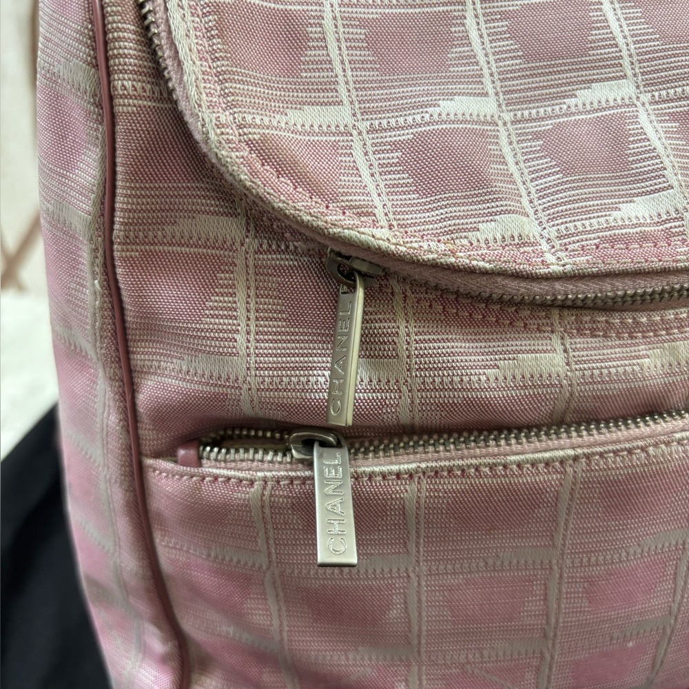 CHANEL Pink Quilted Logo Nylon Backpack - Picture 5 of 13